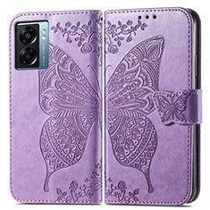 Handytasche Stand Schutzhülle Flip Leder Hülle Schmetterling für OnePlus Nord N300 5G Helles Lila