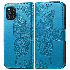 Handytasche Stand Schutzhülle Flip Leder Hülle Schmetterling für Oppo Find X3 5G Blau