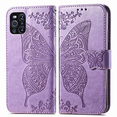Handytasche Stand Schutzhülle Flip Leder Hülle Schmetterling für Oppo Find X3 5G Helles Lila
