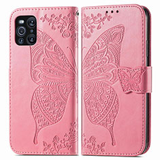 Handytasche Stand Schutzhülle Flip Leder Hülle Schmetterling für Oppo Find X3 Pro 5G Pink