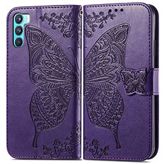 Handytasche Stand Schutzhülle Flip Leder Hülle Schmetterling für Oppo K9 Pro 5G Violett