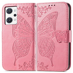 Handytasche Stand Schutzhülle Flip Leder Hülle Schmetterling für Oppo Reno7 A Pink