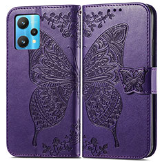 Handytasche Stand Schutzhülle Flip Leder Hülle Schmetterling für Realme 9 5G Violett