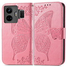 Handytasche Stand Schutzhülle Flip Leder Hülle Schmetterling für Realme GT5 5G Pink