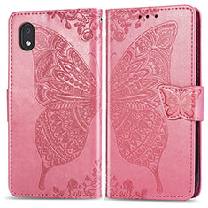 Handytasche Stand Schutzhülle Flip Leder Hülle Schmetterling für Samsung Galaxy A01 Core Pink