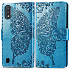 Handytasche Stand Schutzhülle Flip Leder Hülle Schmetterling für Samsung Galaxy A01 SM-A015 Blau