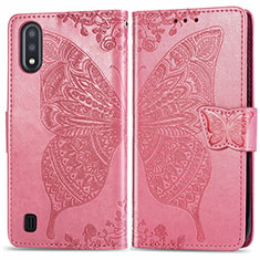Handytasche Stand Schutzhülle Flip Leder Hülle Schmetterling für Samsung Galaxy A01 SM-A015 Pink