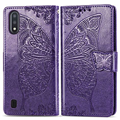 Handytasche Stand Schutzhülle Flip Leder Hülle Schmetterling für Samsung Galaxy A01 SM-A015 Violett