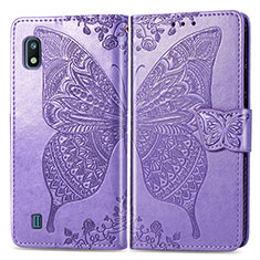 Handytasche Stand Schutzhülle Flip Leder Hülle Schmetterling für Samsung Galaxy A10 Helles Lila