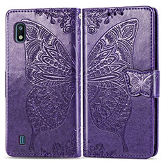 Handytasche Stand Schutzhülle Flip Leder Hülle Schmetterling für Samsung Galaxy A10 Violett