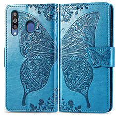 Handytasche Stand Schutzhülle Flip Leder Hülle Schmetterling für Samsung Galaxy A40s Blau