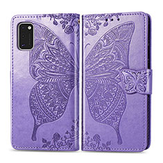 Handytasche Stand Schutzhülle Flip Leder Hülle Schmetterling für Samsung Galaxy A41 Helles Lila