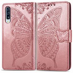 Handytasche Stand Schutzhülle Flip Leder Hülle Schmetterling für Samsung Galaxy A50S Rosa
