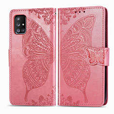Handytasche Stand Schutzhülle Flip Leder Hülle Schmetterling für Samsung Galaxy A51 5G Pink
