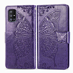 Handytasche Stand Schutzhülle Flip Leder Hülle Schmetterling für Samsung Galaxy A51 5G Violett