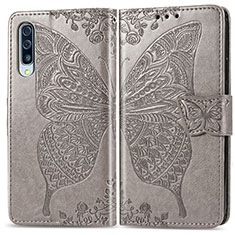 Handytasche Stand Schutzhülle Flip Leder Hülle Schmetterling für Samsung Galaxy A70S Grau