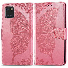 Handytasche Stand Schutzhülle Flip Leder Hülle Schmetterling für Samsung Galaxy A81 Pink