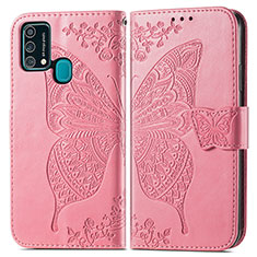 Handytasche Stand Schutzhülle Flip Leder Hülle Schmetterling für Samsung Galaxy F41 Pink