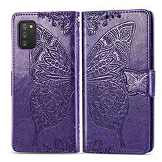 Handytasche Stand Schutzhülle Flip Leder Hülle Schmetterling für Samsung Galaxy M02s Violett