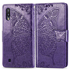 Handytasche Stand Schutzhülle Flip Leder Hülle Schmetterling für Samsung Galaxy M10 Violett