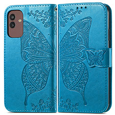 Handytasche Stand Schutzhülle Flip Leder Hülle Schmetterling für Samsung Galaxy M13 5G Blau