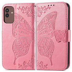 Handytasche Stand Schutzhülle Flip Leder Hülle Schmetterling für Samsung Galaxy M13 5G Pink
