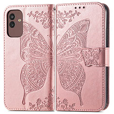Handytasche Stand Schutzhülle Flip Leder Hülle Schmetterling für Samsung Galaxy M13 5G Rosa