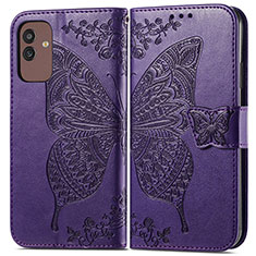 Handytasche Stand Schutzhülle Flip Leder Hülle Schmetterling für Samsung Galaxy M13 5G Violett