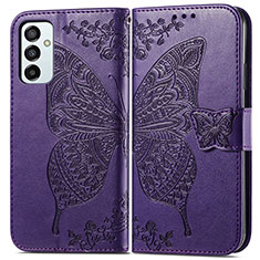 Handytasche Stand Schutzhülle Flip Leder Hülle Schmetterling für Samsung Galaxy M23 5G Violett
