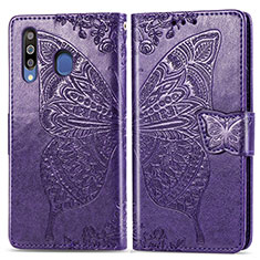 Handytasche Stand Schutzhülle Flip Leder Hülle Schmetterling für Samsung Galaxy M30 Violett