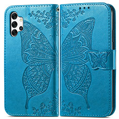 Handytasche Stand Schutzhülle Flip Leder Hülle Schmetterling für Samsung Galaxy M32 5G Blau
