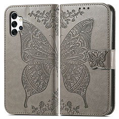 Handytasche Stand Schutzhülle Flip Leder Hülle Schmetterling für Samsung Galaxy M32 5G Grau