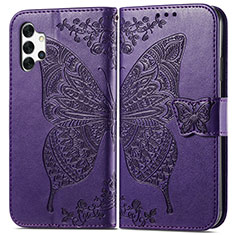Handytasche Stand Schutzhülle Flip Leder Hülle Schmetterling für Samsung Galaxy M32 5G Violett