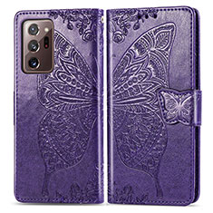 Handytasche Stand Schutzhülle Flip Leder Hülle Schmetterling für Samsung Galaxy Note 20 Ultra 5G Violett