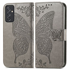 Handytasche Stand Schutzhülle Flip Leder Hülle Schmetterling für Samsung Galaxy Quantum2 5G Grau