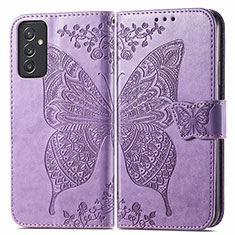Handytasche Stand Schutzhülle Flip Leder Hülle Schmetterling für Samsung Galaxy Quantum2 5G Helles Lila