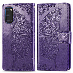 Handytasche Stand Schutzhülle Flip Leder Hülle Schmetterling für Samsung Galaxy S20 5G Violett