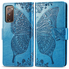 Handytasche Stand Schutzhülle Flip Leder Hülle Schmetterling für Samsung Galaxy S20 FE 5G Blau