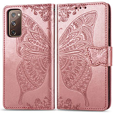 Handytasche Stand Schutzhülle Flip Leder Hülle Schmetterling für Samsung Galaxy S20 FE 5G Rosa