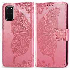 Handytasche Stand Schutzhülle Flip Leder Hülle Schmetterling für Samsung Galaxy S20 Plus 5G Pink