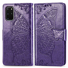 Handytasche Stand Schutzhülle Flip Leder Hülle Schmetterling für Samsung Galaxy S20 Plus 5G Violett