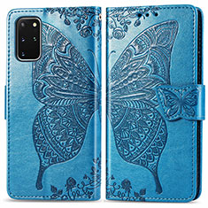 Handytasche Stand Schutzhülle Flip Leder Hülle Schmetterling für Samsung Galaxy S20 Plus Blau