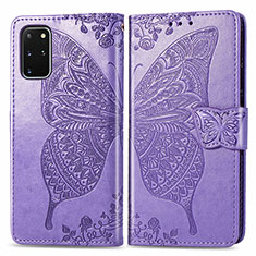 Handytasche Stand Schutzhülle Flip Leder Hülle Schmetterling für Samsung Galaxy S20 Plus Helles Lila