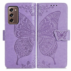 Handytasche Stand Schutzhülle Flip Leder Hülle Schmetterling für Samsung Galaxy Z Fold2 5G Helles Lila
