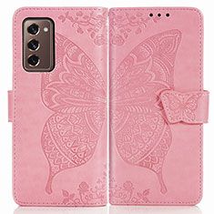 Handytasche Stand Schutzhülle Flip Leder Hülle Schmetterling für Samsung Galaxy Z Fold2 5G Pink