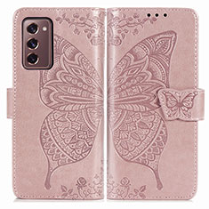 Handytasche Stand Schutzhülle Flip Leder Hülle Schmetterling für Samsung Galaxy Z Fold2 5G Rosa