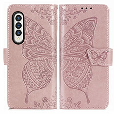 Handytasche Stand Schutzhülle Flip Leder Hülle Schmetterling für Samsung Galaxy Z Fold3 5G Rosa