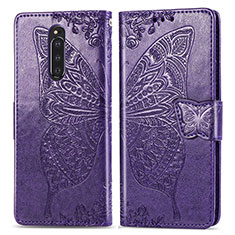 Handytasche Stand Schutzhülle Flip Leder Hülle Schmetterling für Sony Xperia 1 Violett