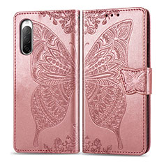 Handytasche Stand Schutzhülle Flip Leder Hülle Schmetterling für Sony Xperia 10 II Rosa