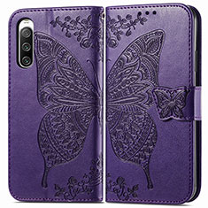 Handytasche Stand Schutzhülle Flip Leder Hülle Schmetterling für Sony Xperia 10 V Violett